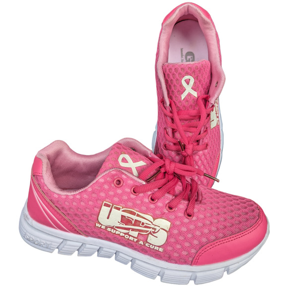 New USPS Women's sz 7.5 Pink Athletic Shoe Breast Cancer Awareness - Picture 1 of 7